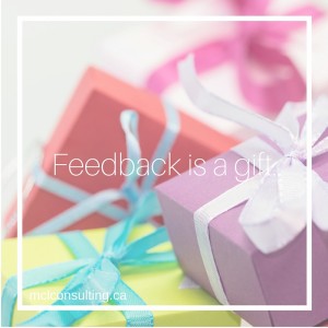 Presents with title "Feedback is a gift"