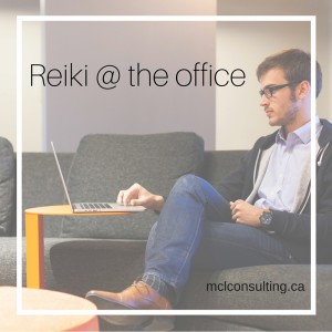 Man at the office doing Reiki