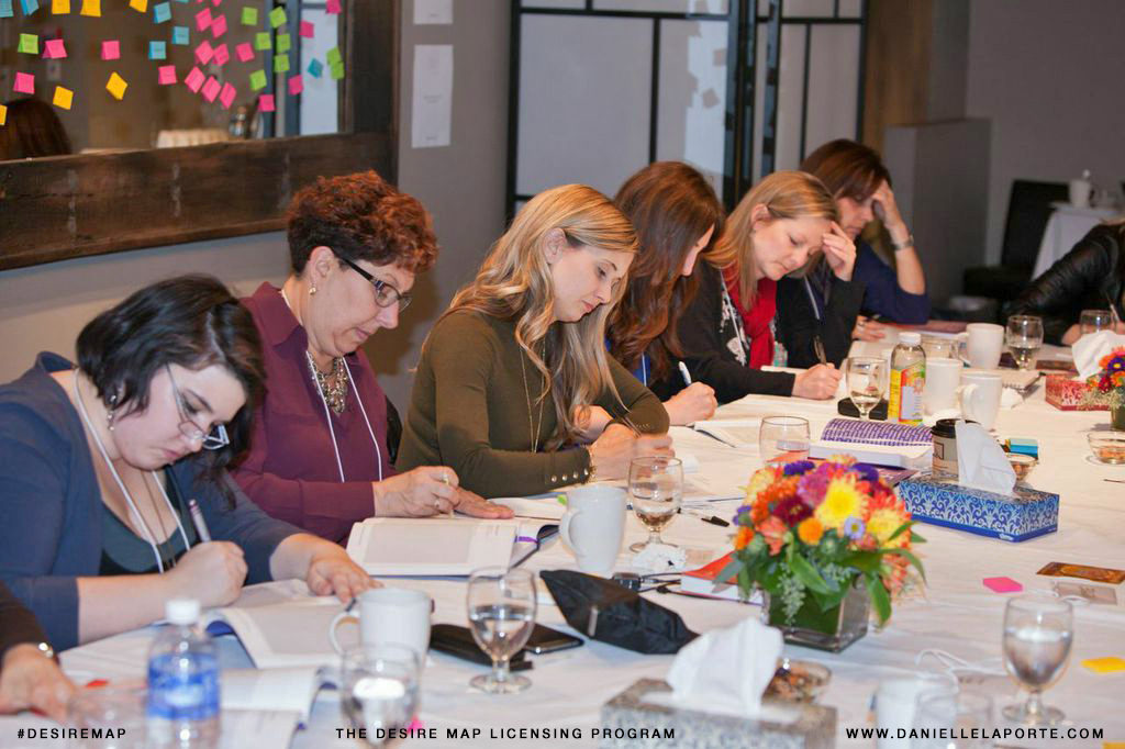 Group of women working intently